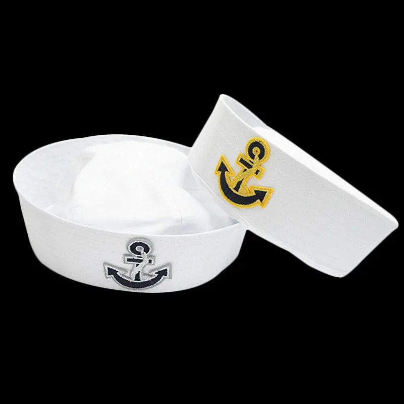 Military Hats For Adult Sailors Captain White Hat Navy Marine Cap Anchor Sea Boating Kids Children Party Cosplay Festival Hat