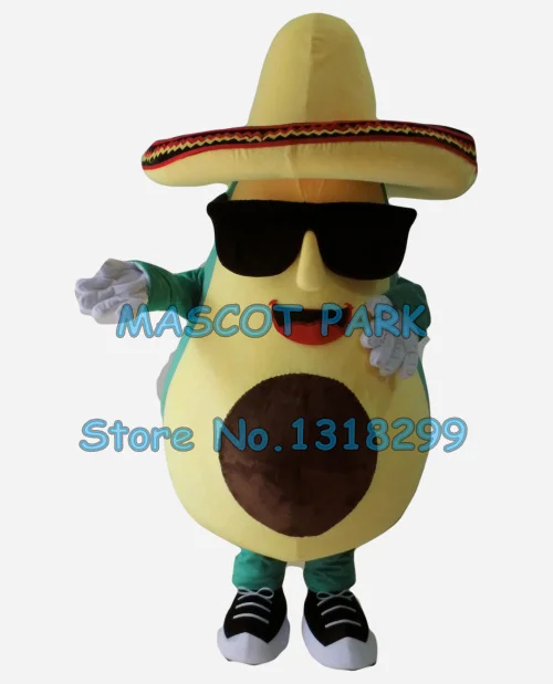 

mascot cool mexican avocado mascot costume with a big hat and sunglasses adult size cartoon fruit theme anime cosplay costumes