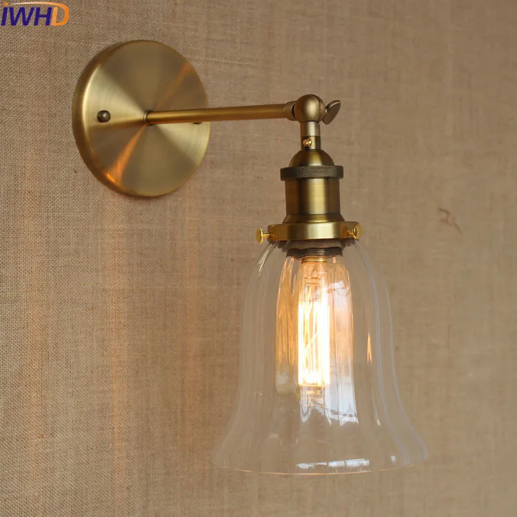 

IWHD Adjustable Vintage Glass Wall Light up down Single Swing Arm Wall Lamp Led Lighting Stairs Living Room Beside arandela e27