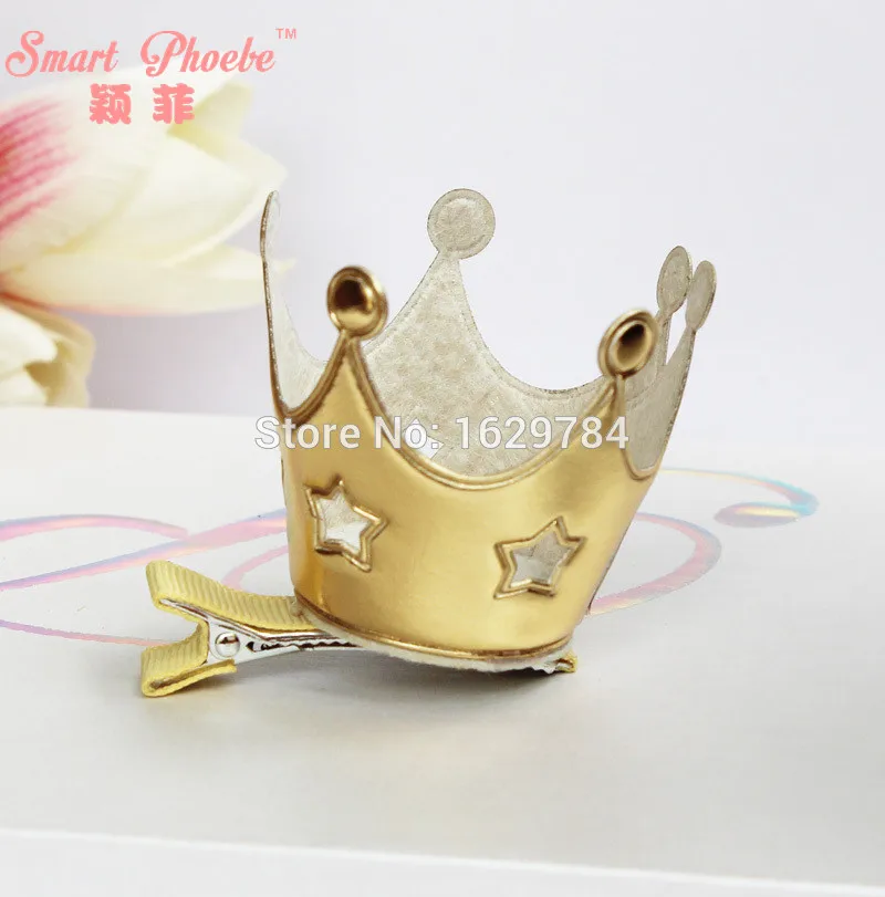 10pcs Fashion Cute Glitter 3D Tiaras Hairpins Solid Kawaii Star Shaped Cutouts Crown Hair Clips Princes Hair Accessories