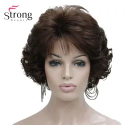 Short Curly Dark Auburn Synthetic Hair Full wig Women's Thick Wigs For Everyday