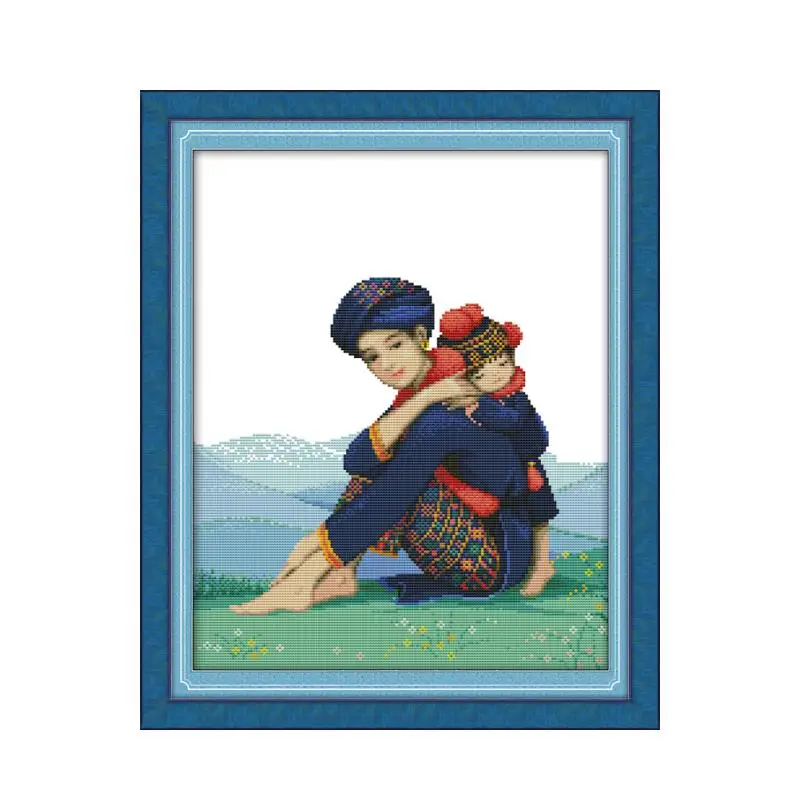 Featured family costume mother and child love deep cross stitch suite 11CT 14CT multi-standard cross sewing embroidery painting