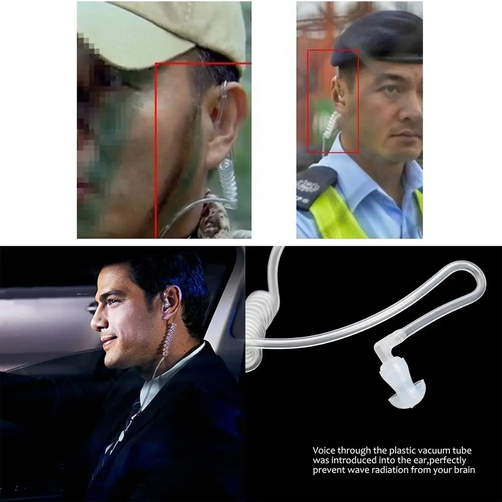 Single-sided in-ear vacuum spiral tube empty 3.5mm radiation-proof earphone with wheat air duct spring earphone (