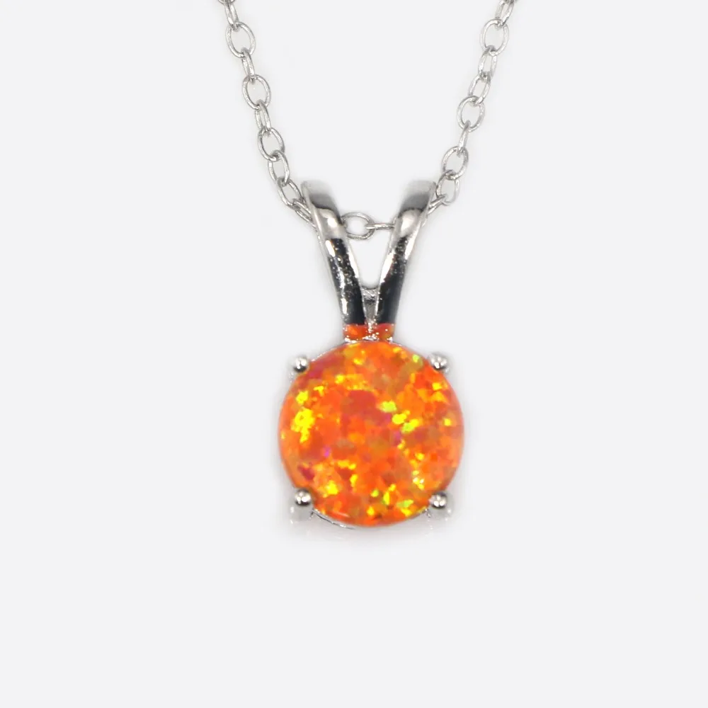 

JLP019 New Simple Round Orange/Green Opal Pendant & Necklace Fashion Jewelry Jewelry