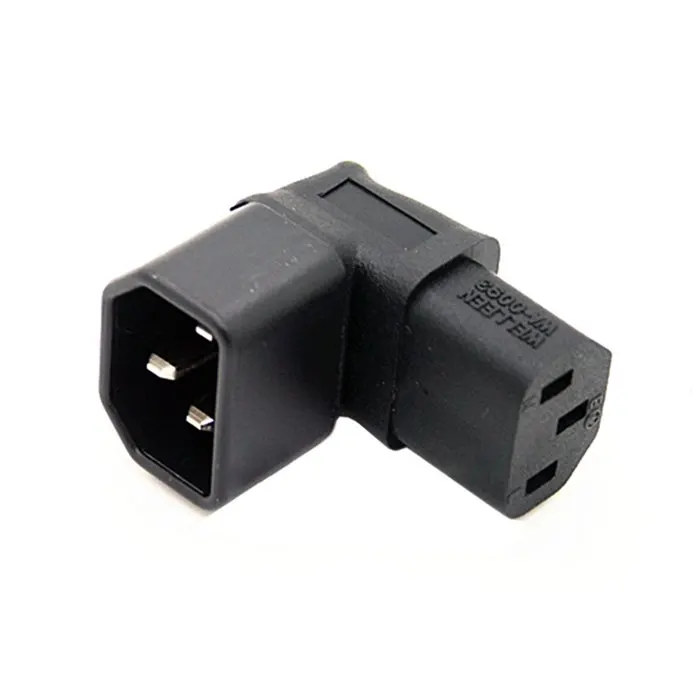 C 14 IEC Male C14 to C 13 Up Direction Right Angled 90 Degree IEC Female C13 Power Extension Adapter