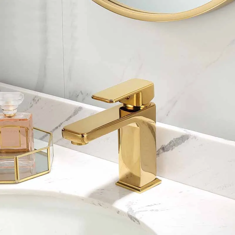 Basin Faucets Bath Water Basin Mixer Tap Bathroom Faucet Hot and Cold Golden plated Brass Toilet Sink Water Crane Mixer