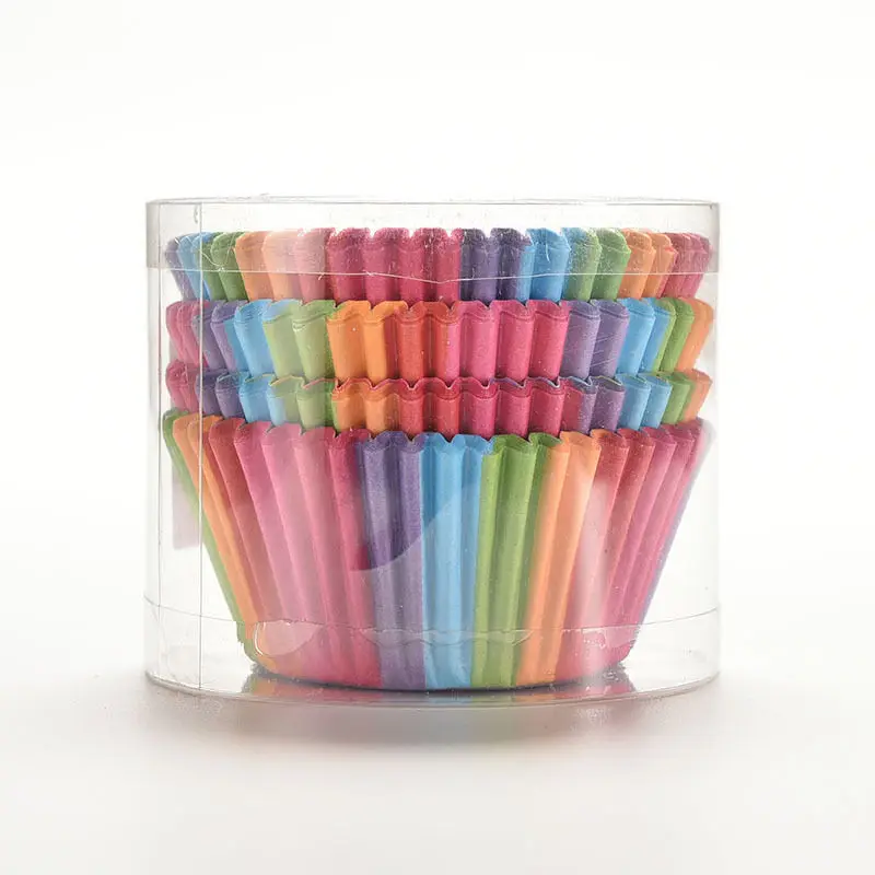 100 Pcs Rainbow color cupcake liner baking cup cupcake paper muffin cases Cake box Cup tray cake mold decorating tools