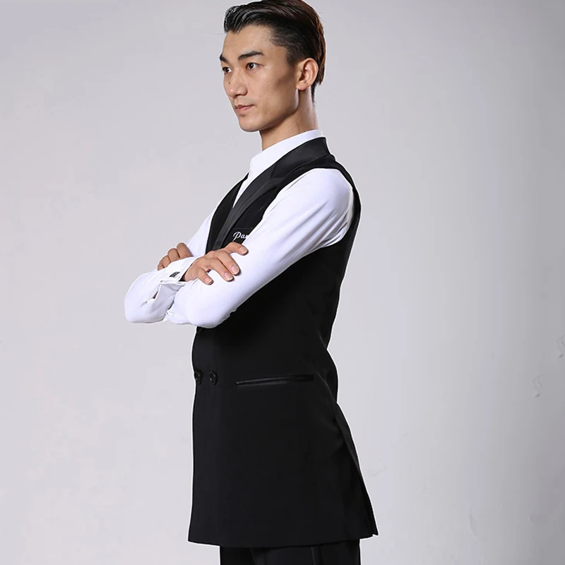 Ballroom Latin Dance Shirts Men Black Long Veat Coat Male Waltz Flamengo Cha Cha  Clothes Competition Performance Wear DNV11344