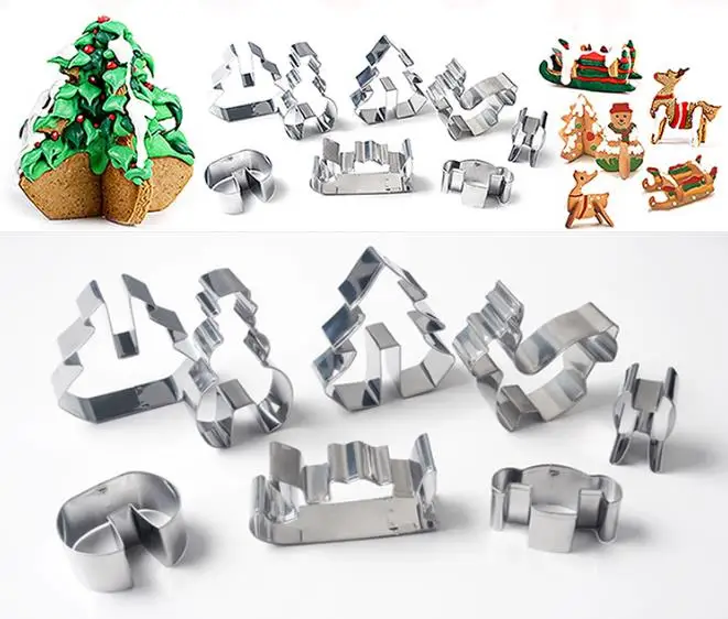 Hot 8PCS/ Set DIY Stainless Steel Bakeware 3D Christmas Cookie Cutter