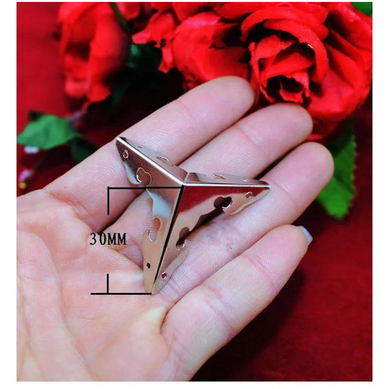 White Case Box Corners For Furniture Decor Triangle Flower Side,Wooden Box Corner,30mm,50Pcs