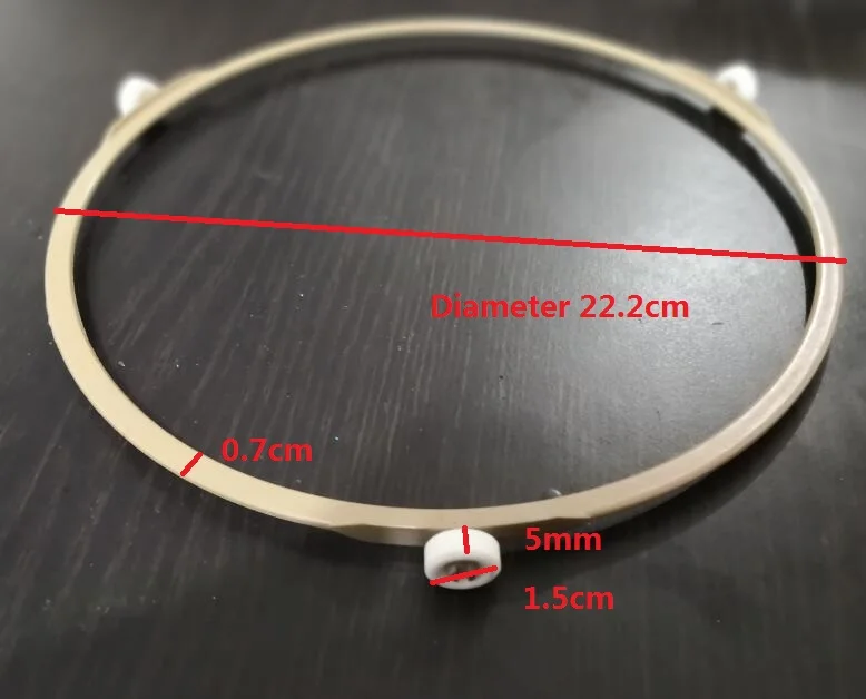 Microwave Oven Parts Rack ring Plastic round bottom bracket with small wheels 1.4cm diameter 22.2cm