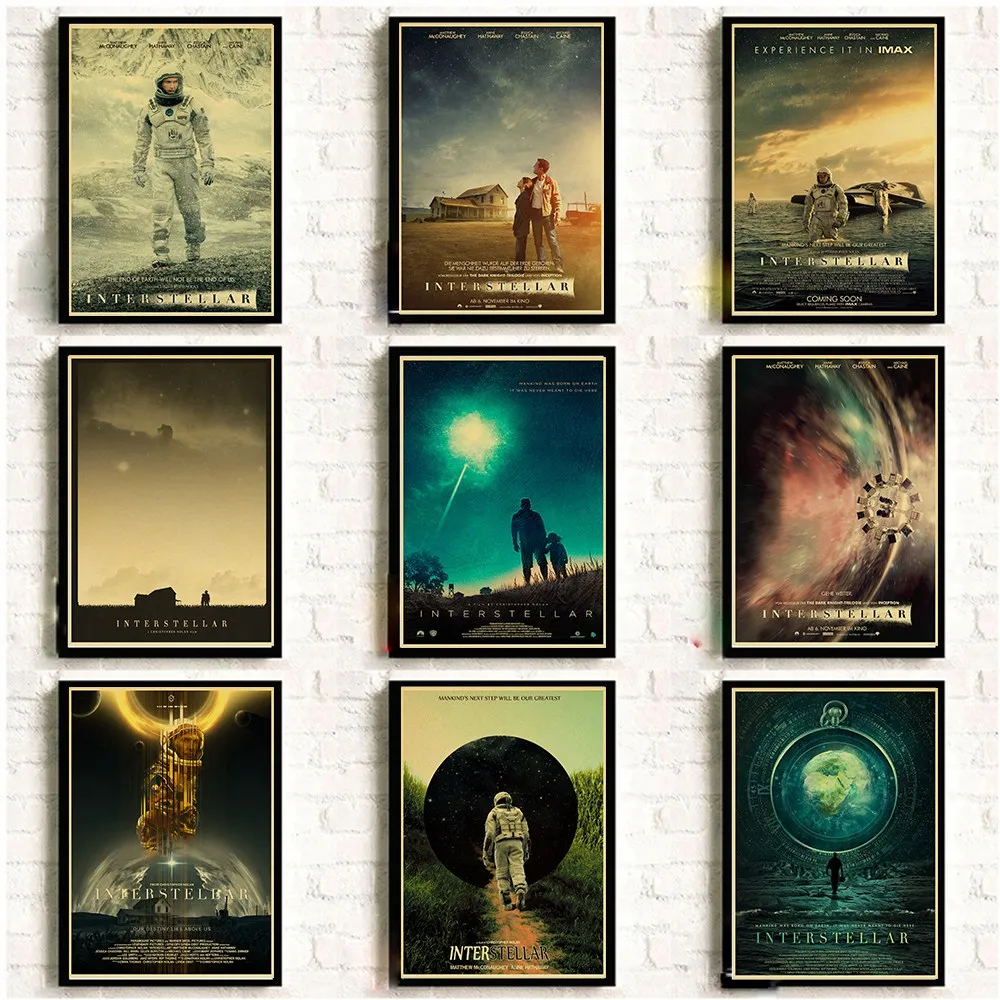 

Classic Movie Interstellar Poster Nolan McConaughey Retro Posters and Prints Kraft Paper Home Room Decor Film Wall sticker