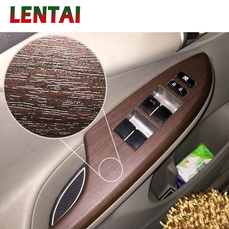 LENTAI-pegatina de coche, película de grano de madera, envoltura de vinilo de fibra, película de PVC Interior para Mercedes Benz W203 W204 W211 Volvo S60 XC90 XC60