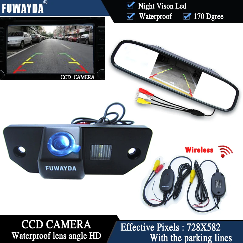 

FUWAYDA Wireless CCD Chip Car Chip Rear View Camera for FORD FOCUS SEDAN (3Carriages) Ford C-max+4.3Inch rearview Mirror Monitor