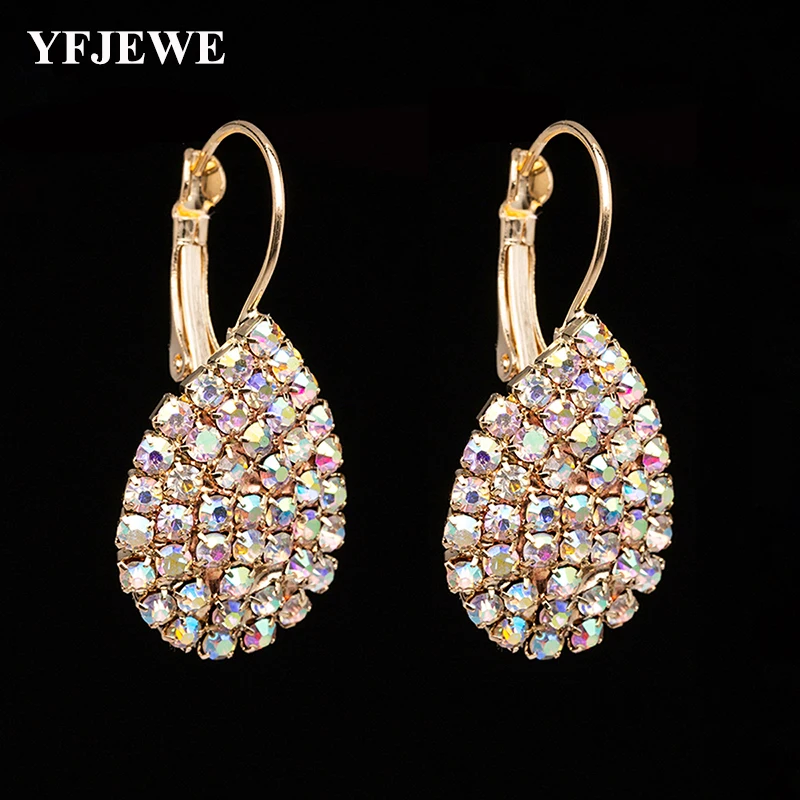 YFJEWE Women Waterdrop Rhinestone Earrings Fashion Crystal Drop Earrings Free Shipping Boucle D'oreille Femme E601