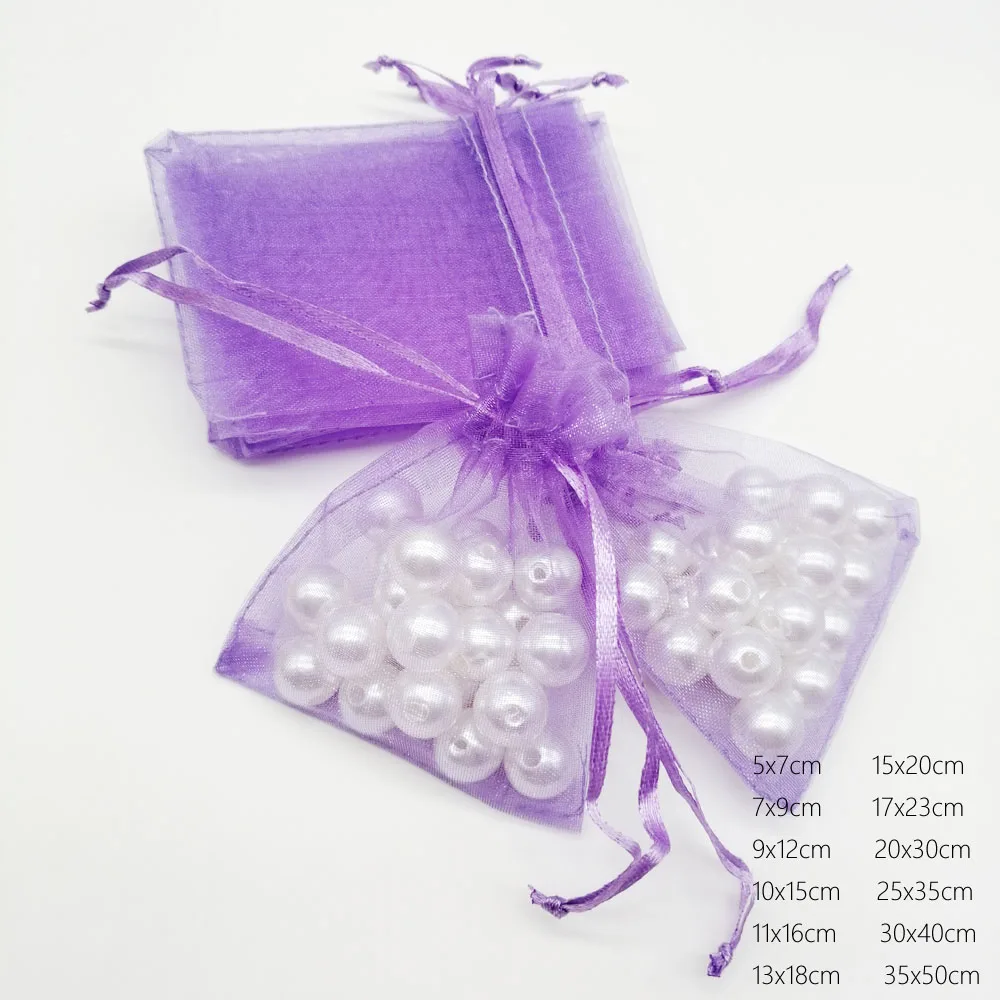 500pcs Violet Organza Bag Drawstring Pouch Bag Jewelry Bags Gifts For Wedding/Christmas/Jewelry Display Packaging Bags Organizer