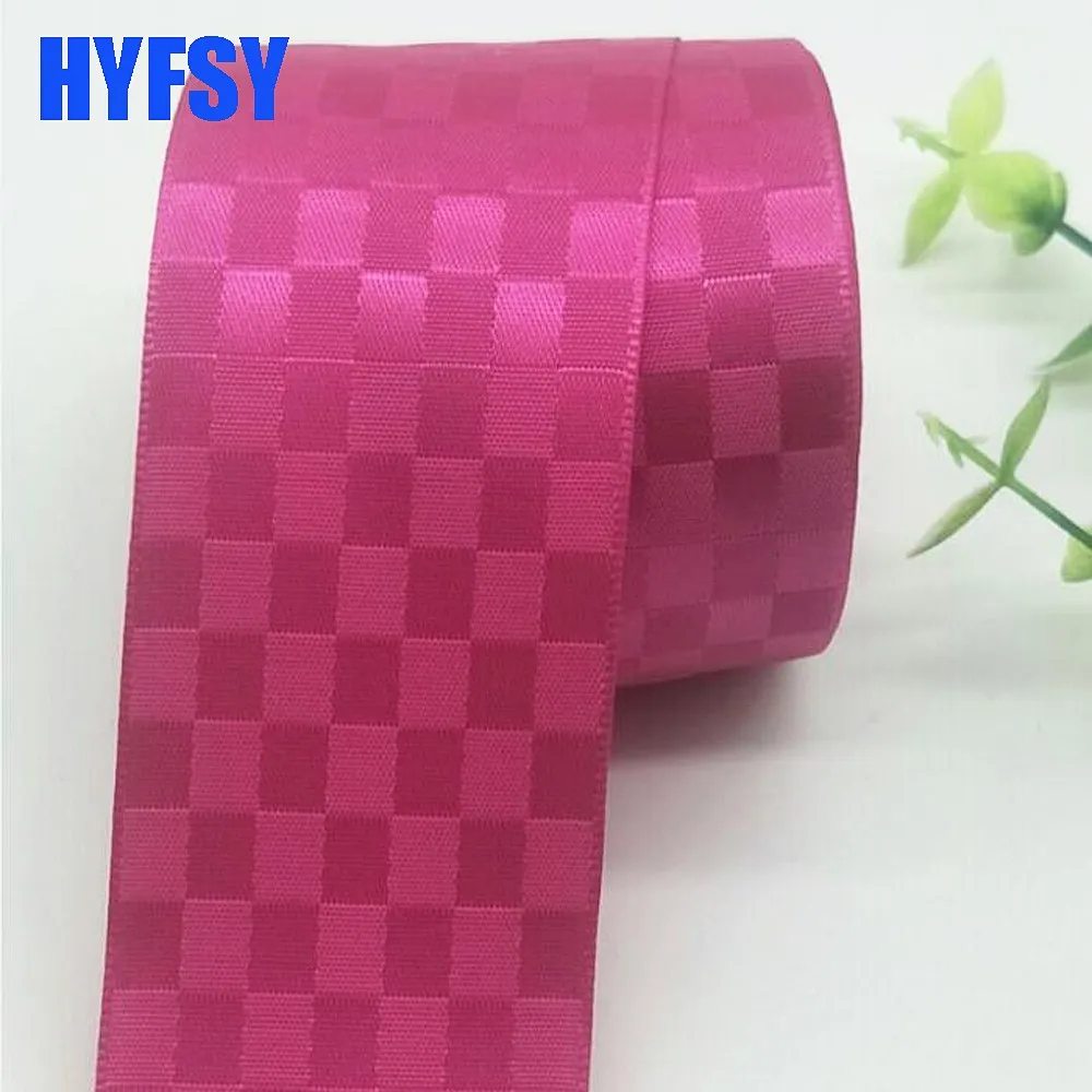 10 Yards 25MM 38MM Cubic Square Lattice Ribbon DIY Handmade For Bows Material Sewing Fabric Gift Wrap Double-sided Plaid Crafts