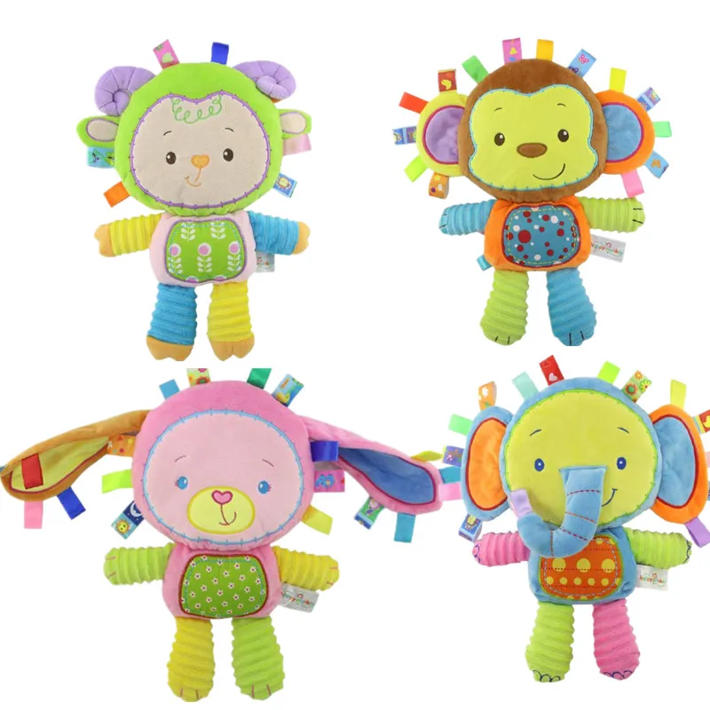 Happy Monkey Kids Baby Cute Plush Rattle Stuffed Animal Infant Educational Learning Toys Gift for Toddler Children 0-12 month