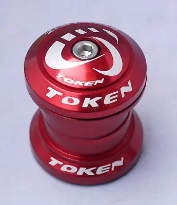 TOKEN Threadless Headset 28.6MM 1-1/8' RED  MTB