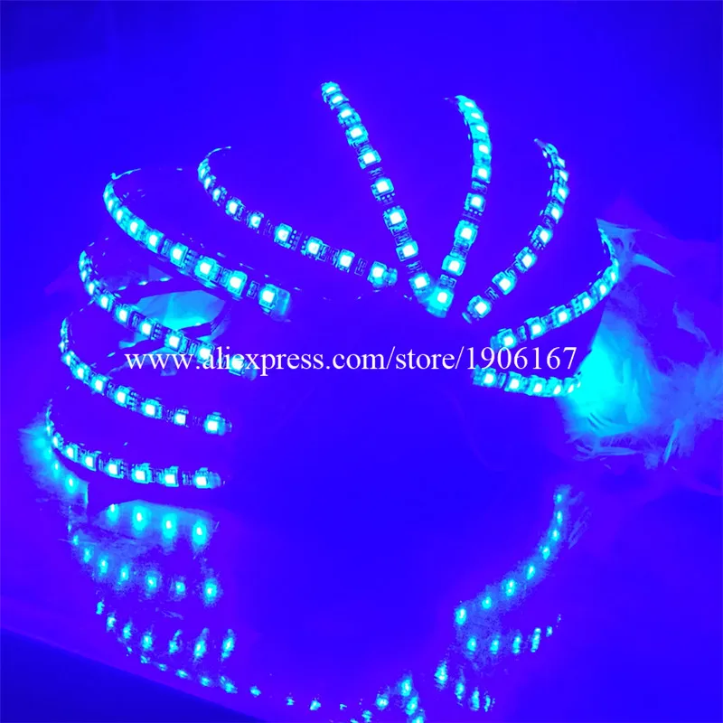 New Design Colorful RGB LED Luminous Growing Flashing Robot Suits Helmet Halloween Christmas Headwear Party For Dancing Bar DJ