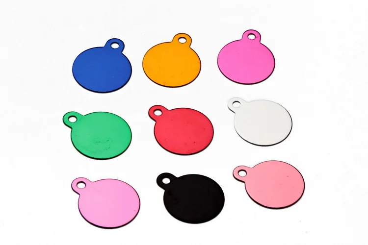 100Pcs/Lot Colorful Round Pet ID Tag Blank Dog Cat Double Sided 25/30mm for  Name Phone Number Pendant Personalized