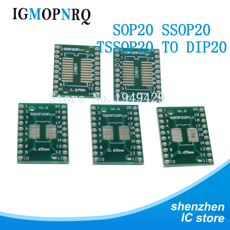 10 sztuk TSSOP20 SSOP20 SOP20 SMD do DIP20 IC Adapter konwerter gniazdo pokładzie moduł adaptery płyta 0.65mm 1.27mm zintegrować