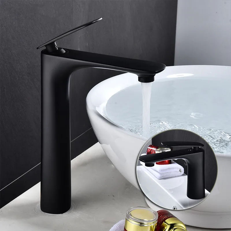 

Basin Faucets Black/White Sink Faucet Bathroom Faucet Single handle Basin Mixer Tap Bath Tall Faucet Brass Sink Water Crane