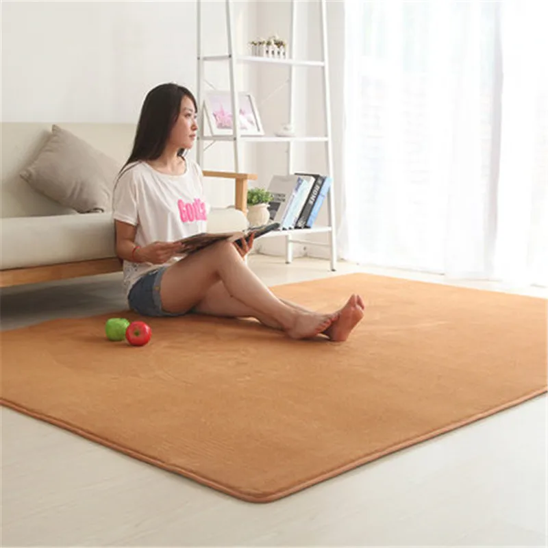 2019 new children crawling mat thick coral fleece carpet fluff rug living room coffee table bedroom bedside blanket baby cushion
