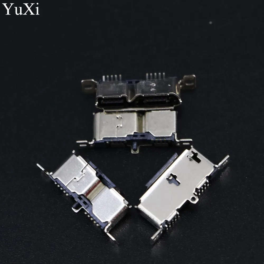 YuXi 2pcs Micro USB 3.0 Jack Sockect Tail Connector Female 180 Degree Vertical Charging Port Mobile Hard Disk Interface