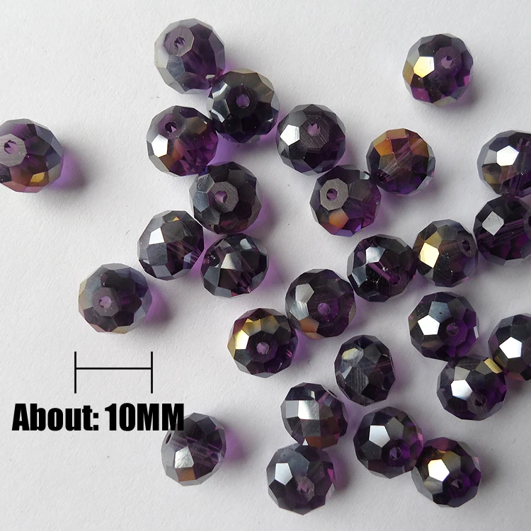 best-selling Sexy delicate 10MM purple crystal Flat beads Plated AB color,low price clear 10MM Flat purple crystal beads