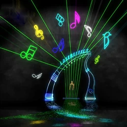 Room escape prop playing laser harp touch the laser beam with right rhythm/sequence to escape from the room musical notes prop