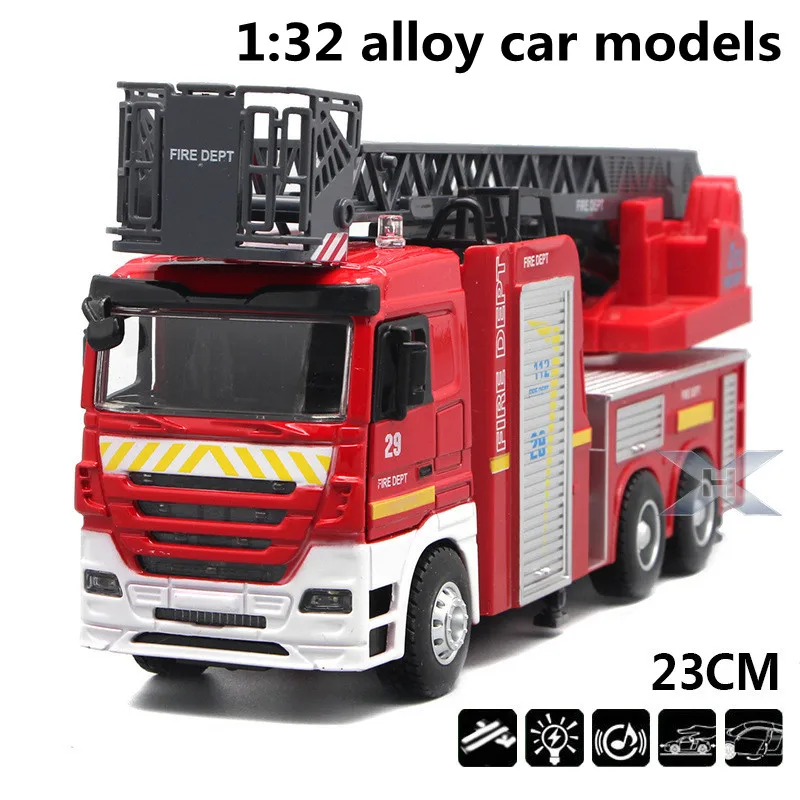 

1:32 alloy car models,high simulation fire truck, metal diecasts,toy vehicles,pull back & flashing & musical,free shipping