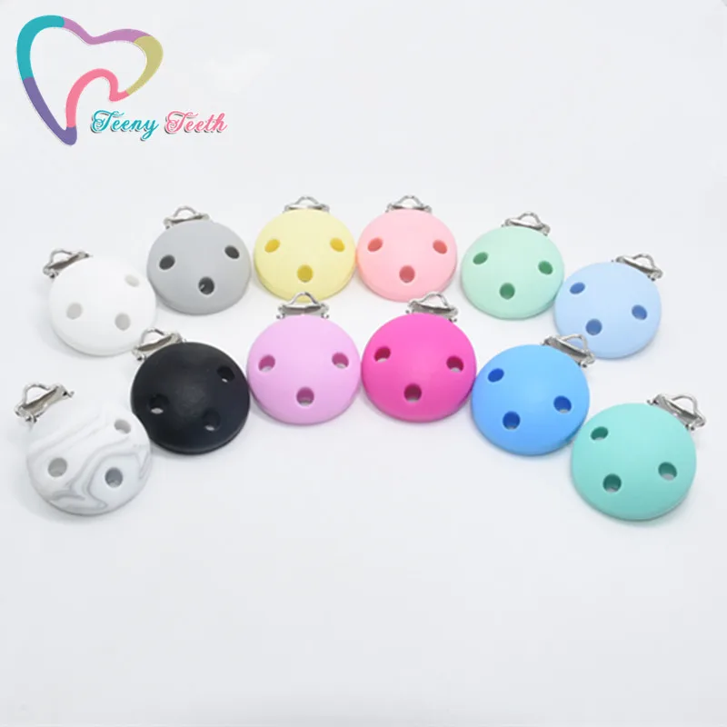 3 PCS Candy Round Shaped Pacifier Clips Food Grade Silicone Baby Pendants Pacifier Chain Accessories Baby Teething Chewable Toys