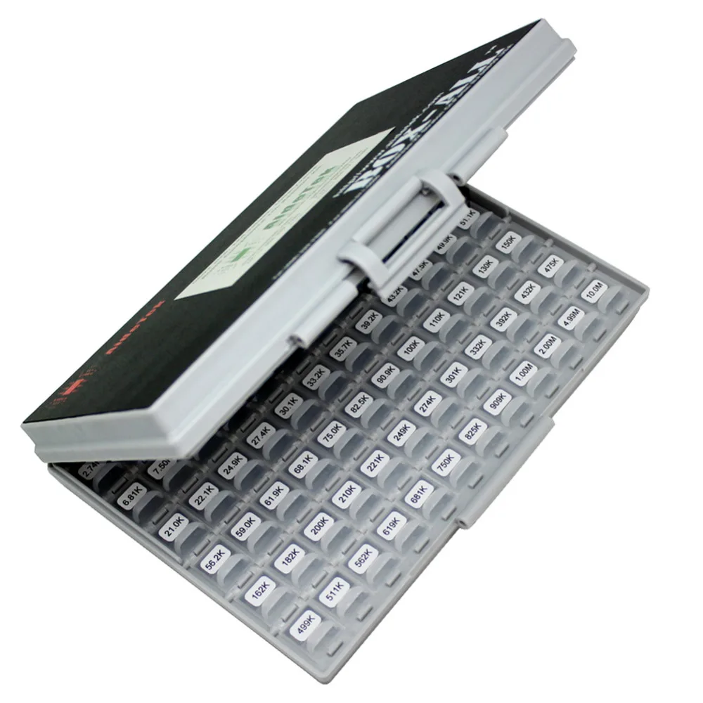 AideTek New SMD 0603 1% 144 Values Resistor Kit 10Mohm assorted  14400 BOX-ALL with lables plastic part box R06E24100