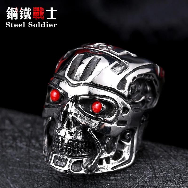 steel soldier movie ring terminator men Jason punk ring Exaggerated Personality Cheap stainless steel jewelry