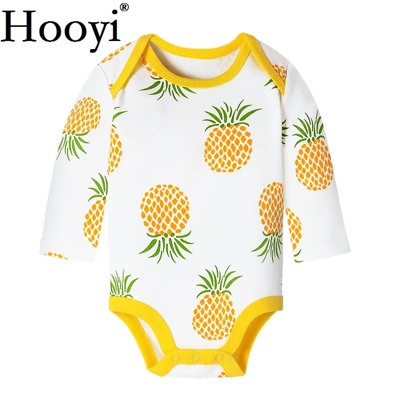 Hooyi Pakaian Bayi Laki-laki Baru Lahir Bodysuit Lengan Panjang One-Piece Jumpsuit 100% Katun Bebe Roupas Kebun Binatang Hewan Kartun T kemeja 0-2Y