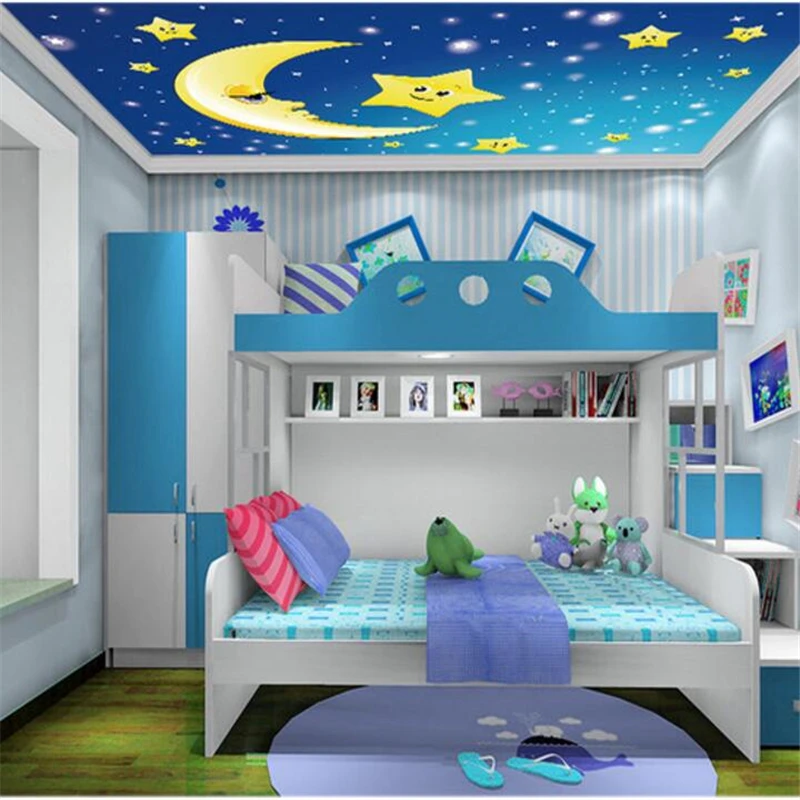 wellyu Custom Wallpapers 3d обои Stereo Photo Mural Vector Cartoon Starry Moon Childhood House Ceiling wallpaper papel de parede