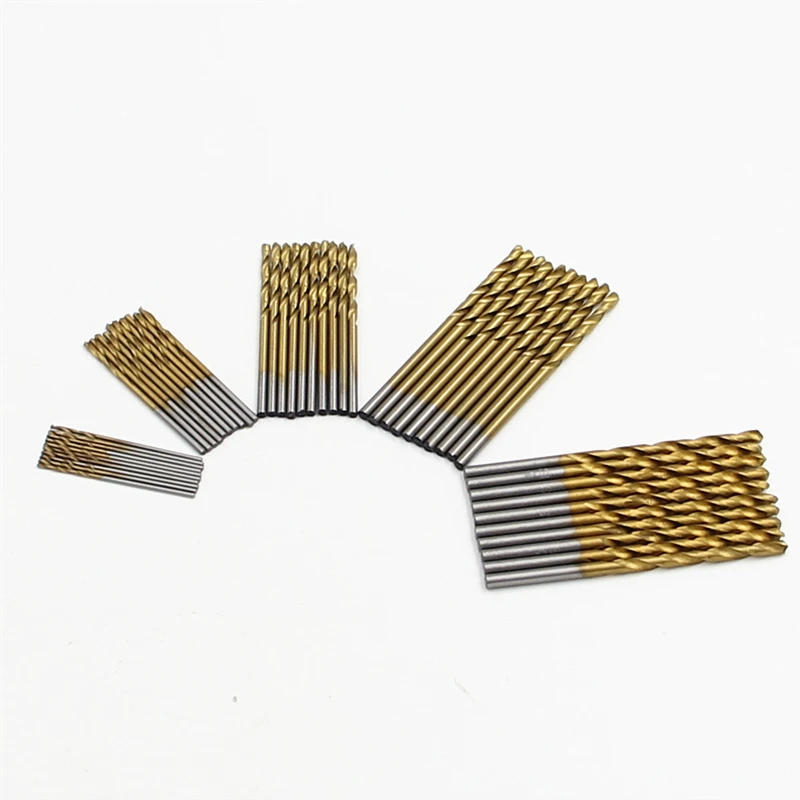 HSS 50Pcs Twisted Drill Bit Set Saw Set Steel Titanium Coated Drill Woodworking Wood Tool 1/1.5/2/2.5/3mm For Metal