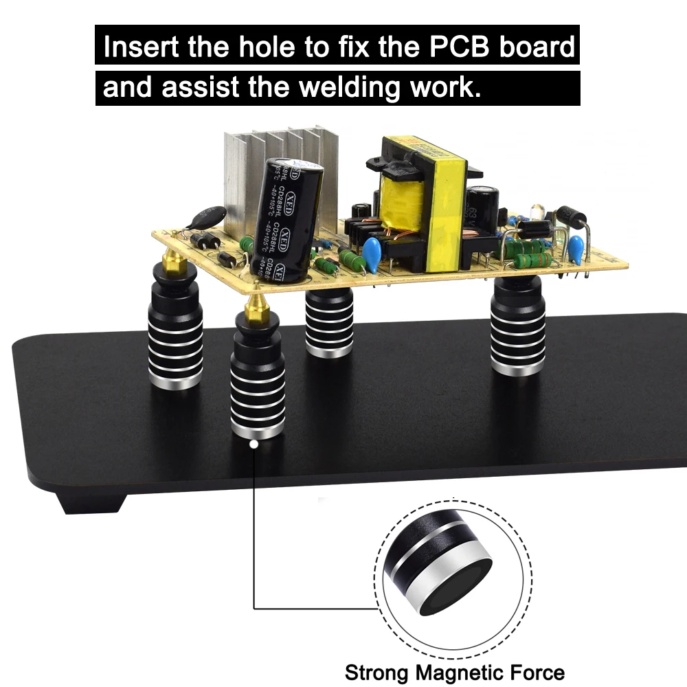 NEWACALOX Supporto per PCB per utensile di terza mano per saldatura con braccio flessibile magnetico da 4 pezzi Stazione di aiuto per officina di