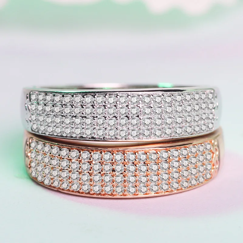 Geometry Rose Gold Wedding Ring for Women Micro-inlaid Simulation Zircon Ring Jewelry Engagement Love Rings Birthday Gift