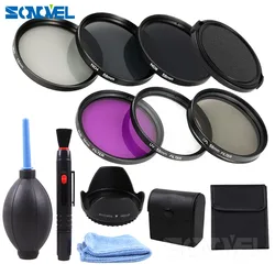 49 52 55 58 62 67 72 77 MM UV CPL FLD ND 2 4 8 Neutral Density Filter Lens Set + lens hood+Lens Cap+Cleaning kit For Canon Nikon