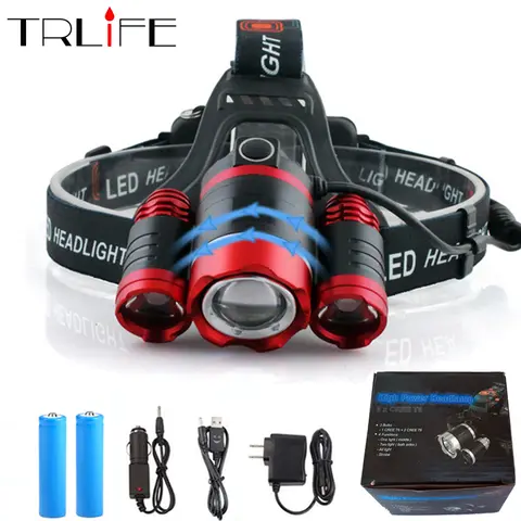 LED Headlamp 3x T6 Zoom with Batteries TRLIFE
