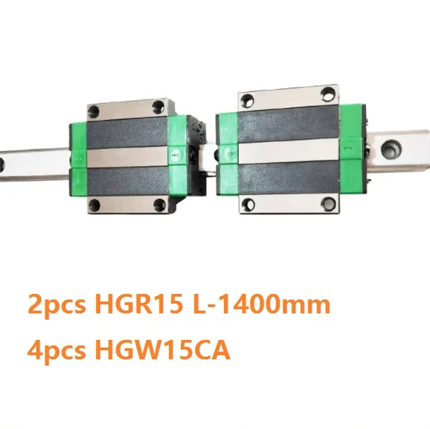 

2pcs China made HGR15 L-1400mm linear guide / rail + 4pcs HGW15CA / HGW15 linear blocks carriage flanged CNC parts