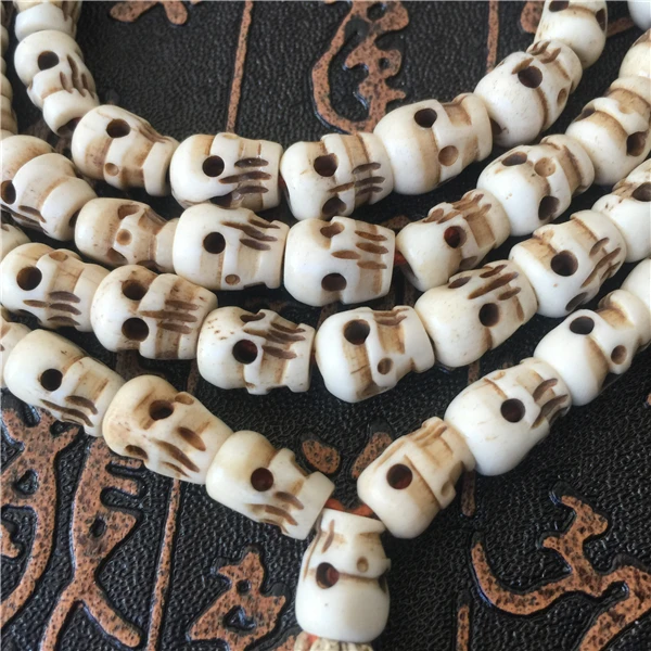 Tibetan Yak Bone 108 Beads Prayer skeleton 7mm*9.5mm Old Materials Handmade Beads for prayer Tibet Style Free Shipping