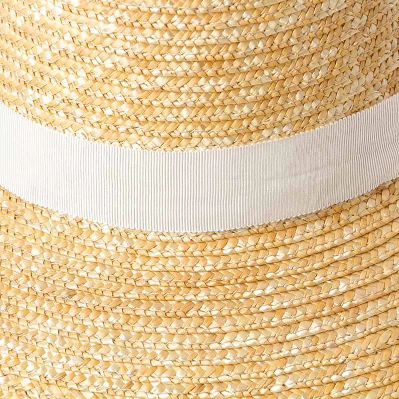 Women Summer Big Floppy Hat Wheat Straw Hat with Black White Ribbon Lace Tie 15cm Wide Brim Sun Hat UV Protection Beach Cap