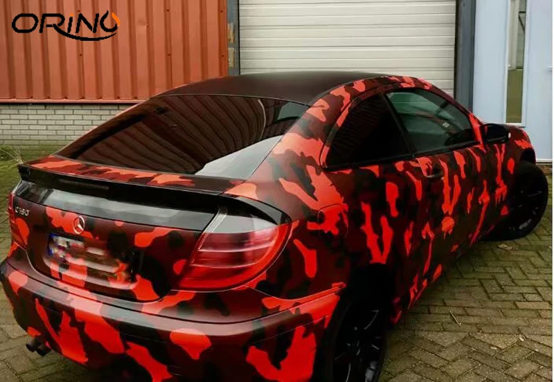 

Red Black White Camouflage Vinyl Car Wrap Foil Air Free Camo PVC Vehicle Adhesive Sticker Film Car Wrapping ORINO WRAPS