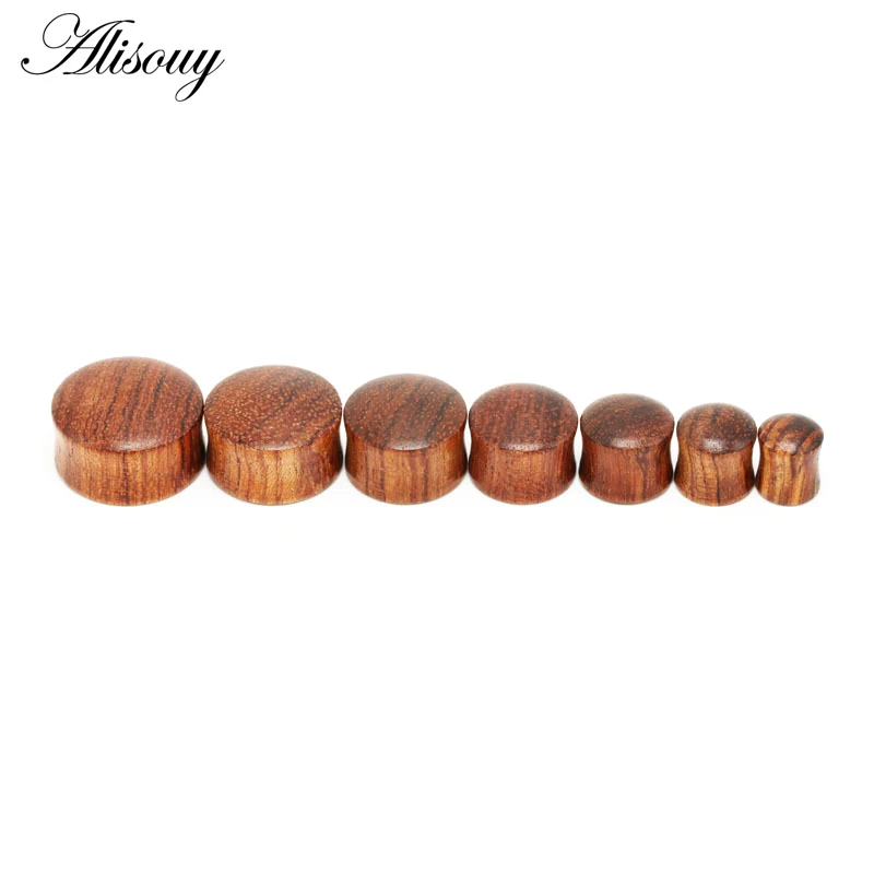 Alisouy 1 piece Ear Plugs Wood Flesh Tunnels Saddle Ear Gauges 8- 25mm Solid Hollow Body Piercing Jewelry Men Women Expanders