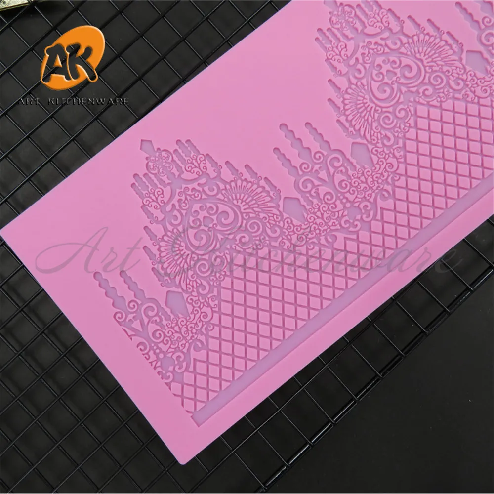 Castle Silicone Cake Lace Mat Silicone Lace Mold Fondant Cake Decorating Tools Border Decoration Lace Mold Stencil Baking LFM-28