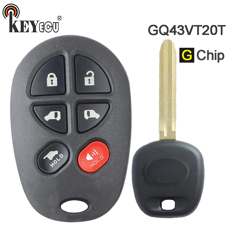 

KEYECU 315MHz G Chip FCC ID: GQ43VT20T 5+1 6 Button Remote Key Fob for Toyota Highlander Sequoia Tacoma Tundra Sienna 2010-2017