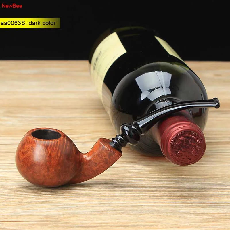 NewBee 10 Smoking Tools Kit Imported Briar Wood Smoking Pipe Handmade 3mm Filter Tobacco Cigarettes Cigar Apple Bent Pipe aa0063